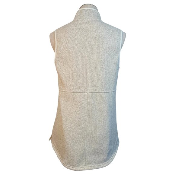 LL Bean Womens Sweater Fleece Vest Size Small Full Zip Long With Pockets Beige - Picture 4 of 9